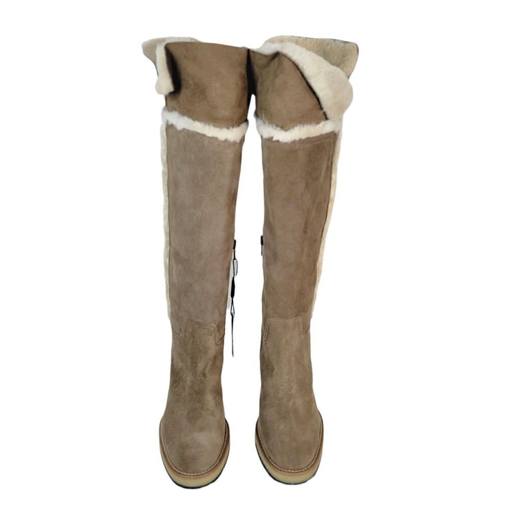 Gorgeous Leather Suede Sherpa Cuff Tall Boots Taupe Women Size| EU 39 - Picture 3 of 16